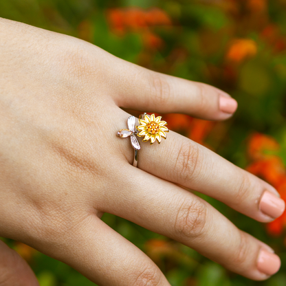 Anillo Girasol con Abeja